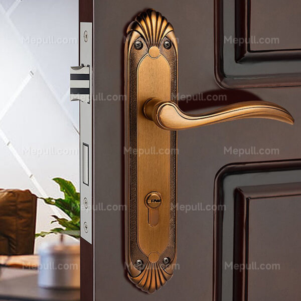 Decorative Etched Aluminum Door Lever Handle in Gold Finish 8570 9171 2