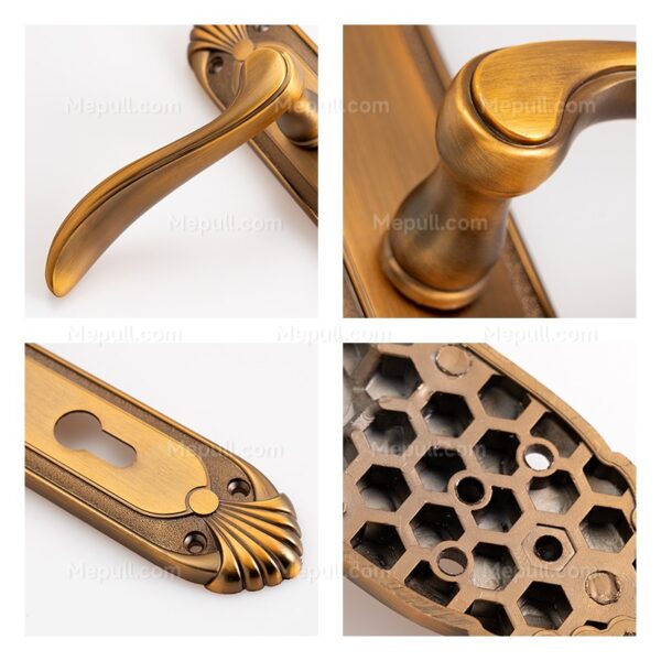 Decorative Etched Aluminum Door Lever Handle in Gold Finish 8570 9171 3