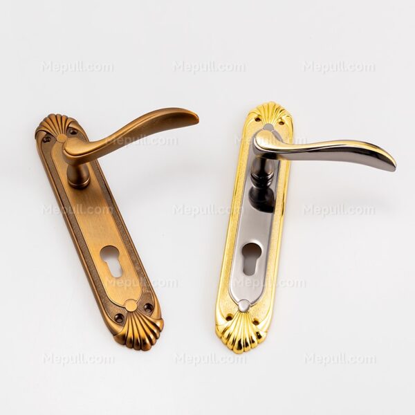 Decorative Etched Aluminum Door Lever Handle in Gold Finish 8570 9171 65