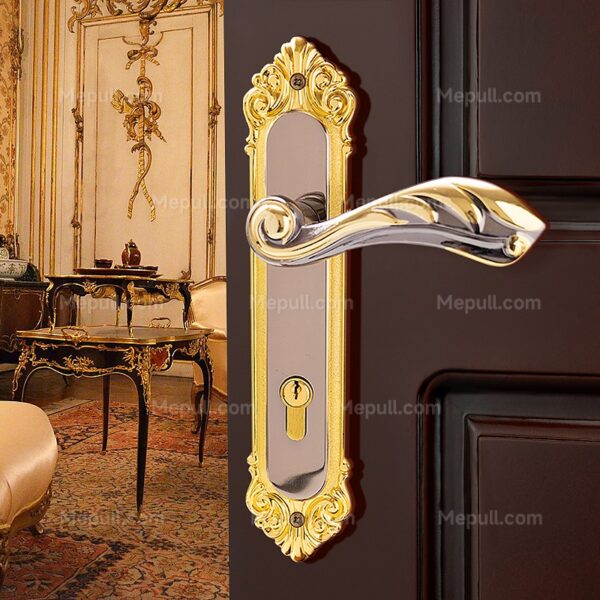 Gold Gun Black Floral Embossed Interior Door Handle 8592 91 2